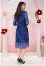 Rochie din tulle violet cu decolteu suprapus si print floral