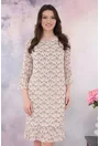 Rochie din voal bej cu print floral discret