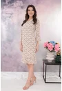 Rochie din voal bej cu print floral discret