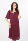 Rochie din voal bordo cu broderie aurie