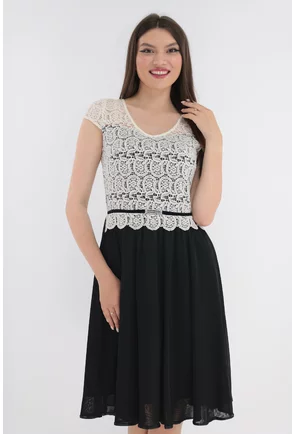Rochie din voal cu dantela ivory