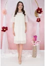 Rochie din voal ivory cu margelute la decolteu