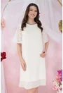 Rochie din voal ivory cu margelute la decolteu