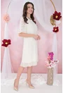 Rochie din voal ivory cu margelute la decolteu