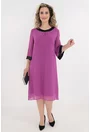 Rochie din voal magenta cu insertii din catifea cu fir multicolor