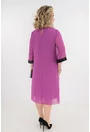Rochie din voal magenta cu insertii din catifea cu fir multicolor
