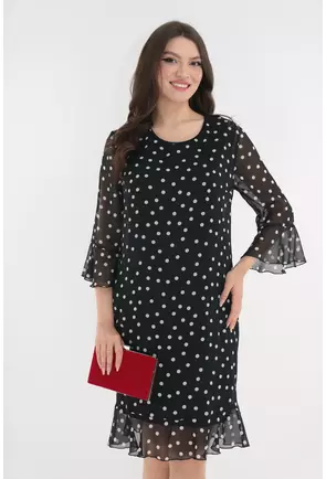Rochie din voal negru cu buline albe