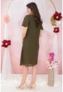 Rochie din voal olive cu margelute la decolteu