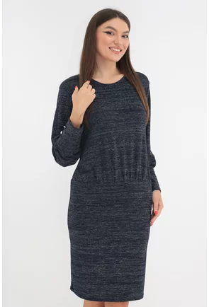 Rochie dreapta bleumarin cu glitter