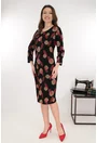 Rochie dreapta neagra cu imprimeu abstract caramiziu