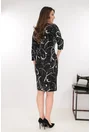 Rochie dreapta neagra cu print abstract alb