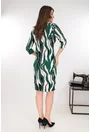 Rochie dreapta verde cu print abstract bej-negru