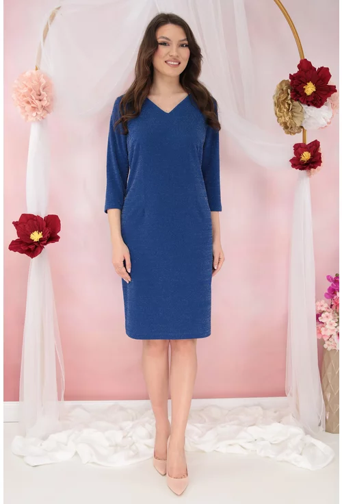 Rochie eleganta albastru-regal cu glitter discret