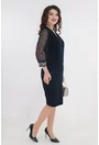 Rochie eleganta bleumarin cu broderie aurie la mansete