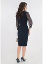 Rochie eleganta bleumarin cu broderie aurie la mansete