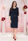 Rochie eleganta bleumarin cu insertii din dantela