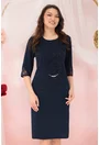 Rochie eleganta bleumarin cu insertii din dantela