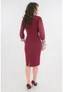 Rochie eleganta bordo cu broderie aurie la mansete