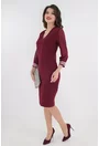 Rochie eleganta bordo cu broderie aurie la mansete