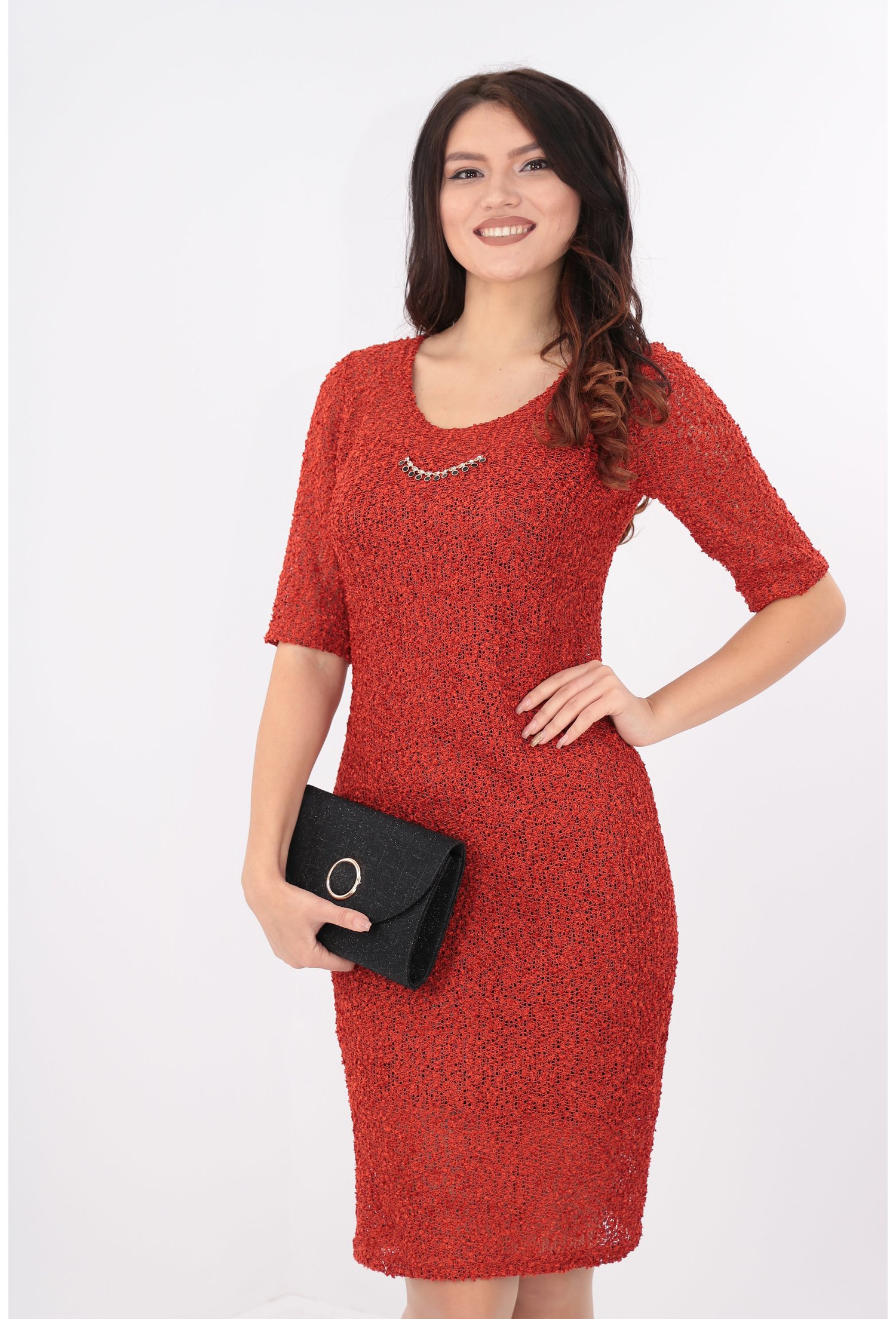 Rochie eleganta caramizie