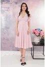 Rochie eleganta clos roz cu print auriu