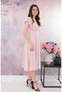 Rochie eleganta clos roz cu print auriu