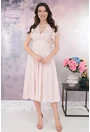 Rochie eleganta clos roz deschis cu print auriu