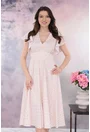 Rochie eleganta clos roz deschis cu print auriu