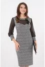 Rochie eleganta cu insertii argintii si voal