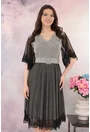 Rochie eleganta din lurex auriu cu tulle negru cu buline