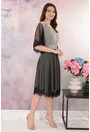 Rochie eleganta din lurex auriu cu tulle negru cu buline