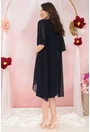 Rochie eleganta din lurex bleumarin cu pelerina detasabila
