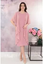 Rochie eleganta din lurex roz cu pelerina detasabila