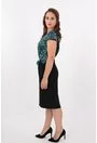 Rochie eleganta din stofa subtire neagra si paiete turcoaz