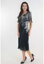 Rochie eleganta din voal bleumarin cu flori gri