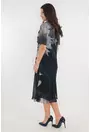 Rochie eleganta din voal bleumarin cu flori gri