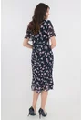 Rochie eleganta din voal bleumarin cu flori lila