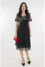 Rochie eleganta din voal negru cu print floral alb