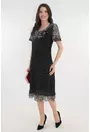 Rochie eleganta din voal negru cu print floral alb