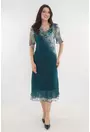 Rochie eleganta din voal turcoaz cu flori maxi