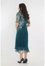 Rochie eleganta din voal turcoaz cu flori maxi