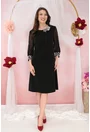 Rochie eleganta neagra cu broderie la maneci