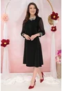 Rochie eleganta neagra cu broderie la maneci
