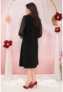 Rochie eleganta neagra cu broderie la maneci