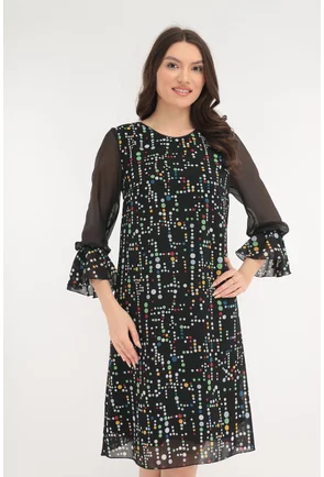 Rochie eleganta neagra cu buline multicolore
