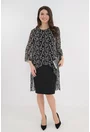 Rochie eleganta neagra cu imprimeu abstract si aspect suprapus
