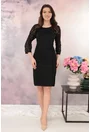 Rochie eleganta neagra cu insertii din dantela 3D cu glitter