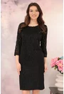 Rochie eleganta neagra cu insertii din dantela 3D cu glitter