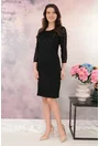 Rochie eleganta neagra cu insertii din dantela 3D cu glitter
