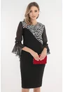 Rochie eleganta neagra cu insertii din stofa cu animal print